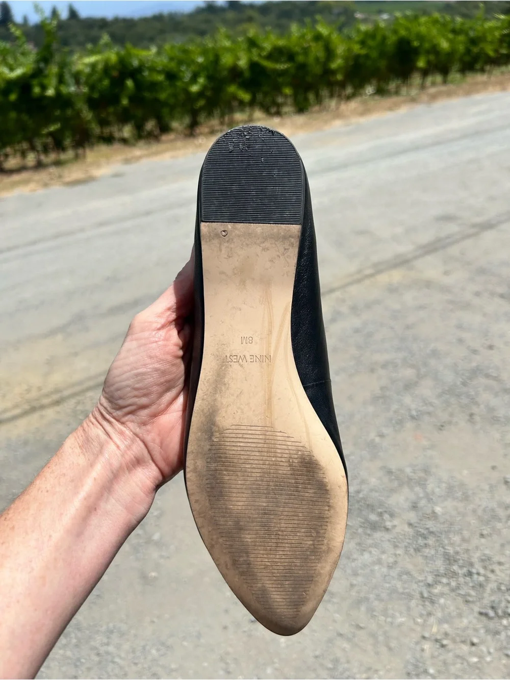 Nine West Black Leather Slip-On Ballet Flat